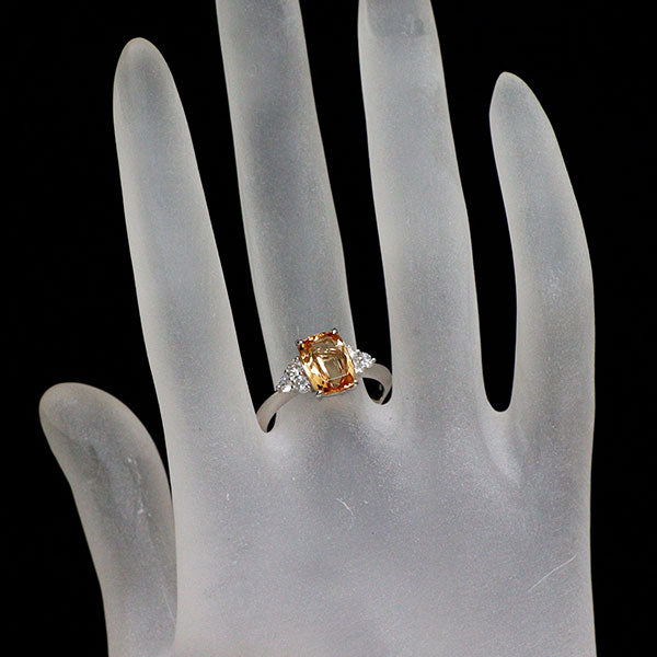 Pt900 インペリアルトパーズ ダイヤモンド リング 2.60ct D0.35ct