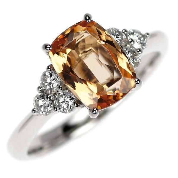 Pt900 インペリアルトパーズ ダイヤモンド リング 2.60ct D0.35ct