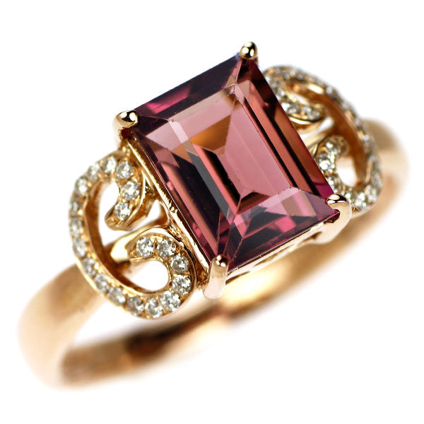 K18PG トルマリン ダイヤモンド リング 1.70ct D0.12ct