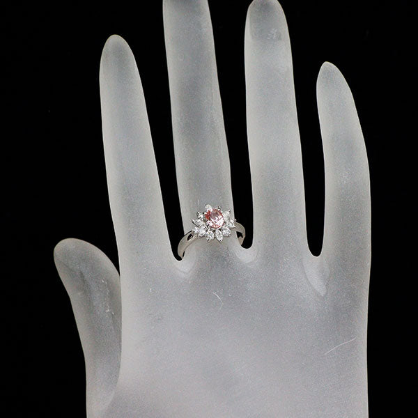 Pt900 パパラチアサファイア ダイヤモンド リング 0.751ct D0.50ct