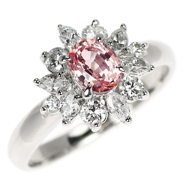 Pt900 パパラチアサファイア ダイヤモンド リング 0.751ct D0.50ct