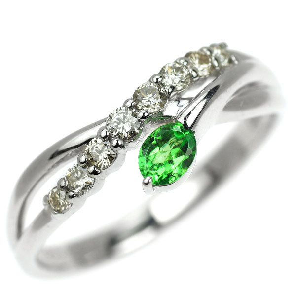 K18WG グロッシュラーライト ガーネット ダイヤモンド リング 0.17ct D0.20ct