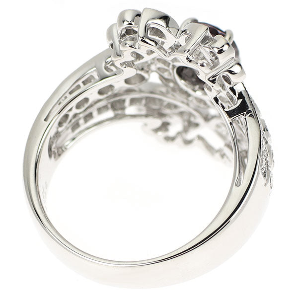 K18WG ガーネット ダイヤモンド リング 1.16ct D0.80ct