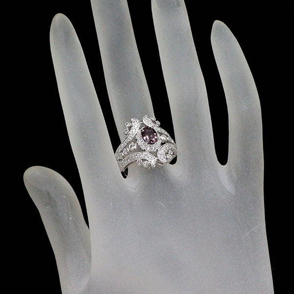 K18WG ガーネット ダイヤモンド リング 1.16ct D0.80ct
