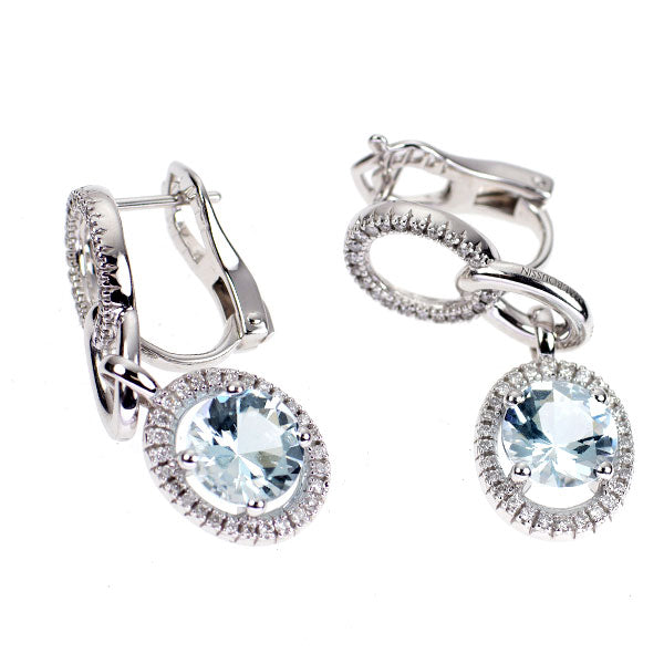 モーブッサン K18WG アクアマリン ダイヤモンド ピアス