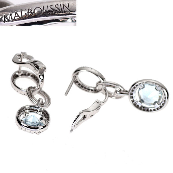 モーブッサン K18WG アクアマリン ダイヤモンド ピアス