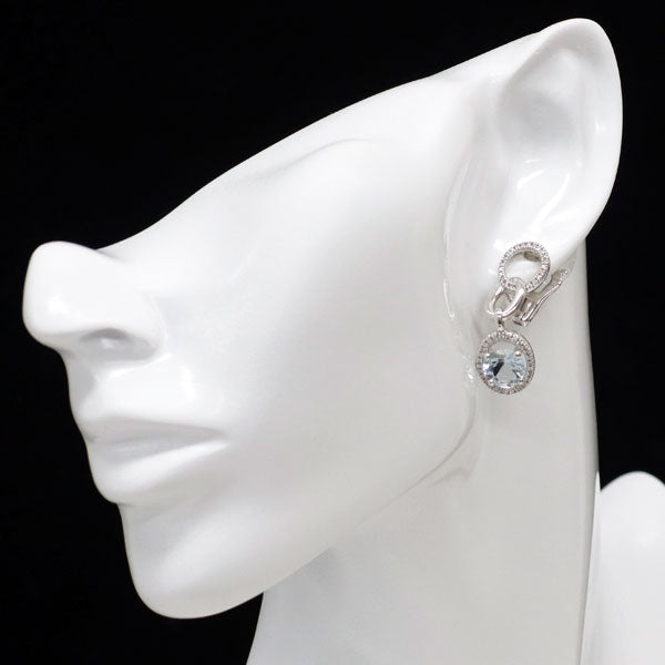 モーブッサン K18WG アクアマリン ダイヤモンド ピアス