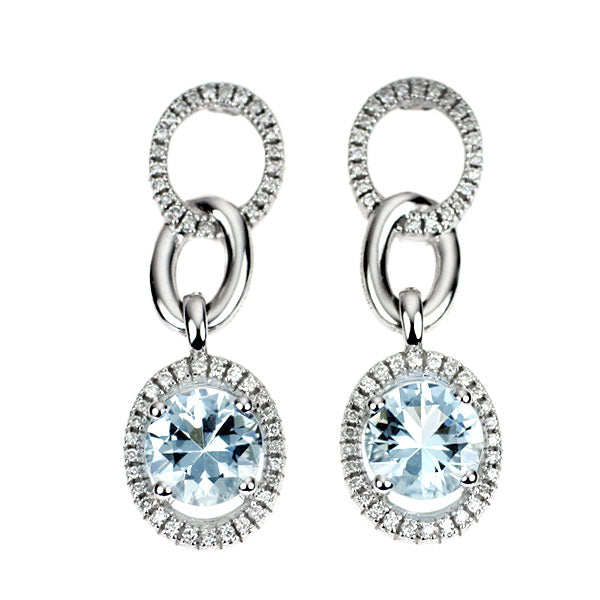 モーブッサン K18WG アクアマリン ダイヤモンド ピアス