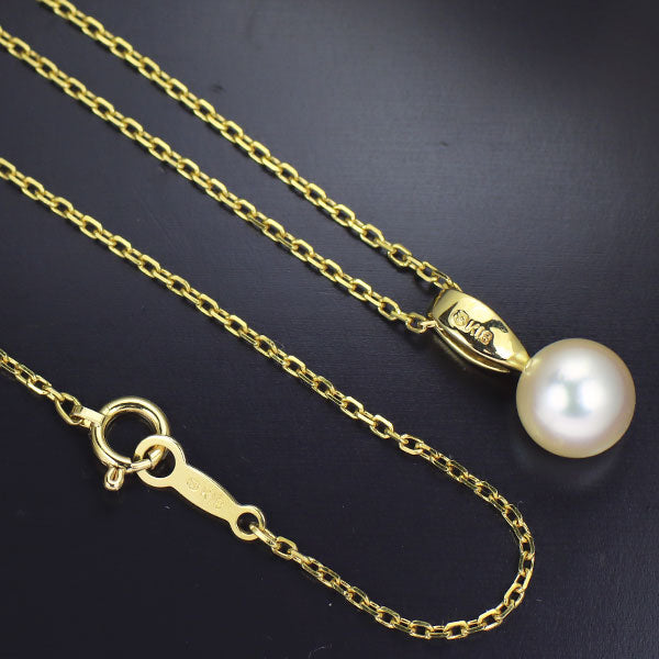 MIKIMOTO☆K18YGパールダイヤペンダント☆アコヤ真珠7.5㎜☆超美品 ミキモト K18YG アコヤ 真珠/パール ダイヤモンド ペンダント