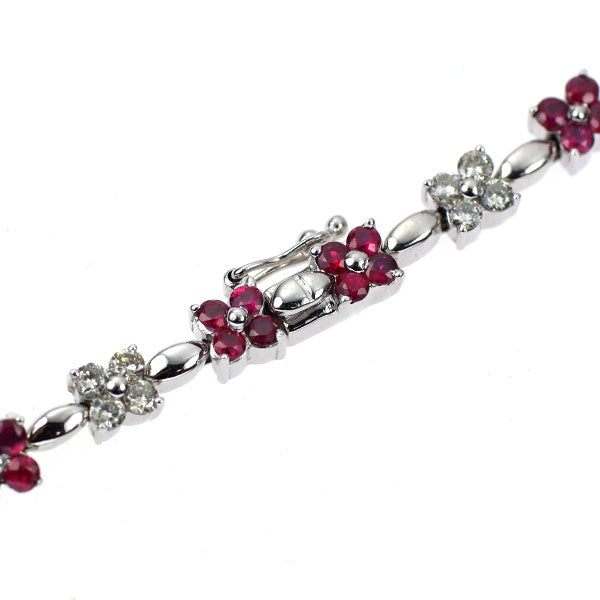 K18WG ルビー ダイヤモンド ブレスレット 2.00ct D1.50ct フラワー