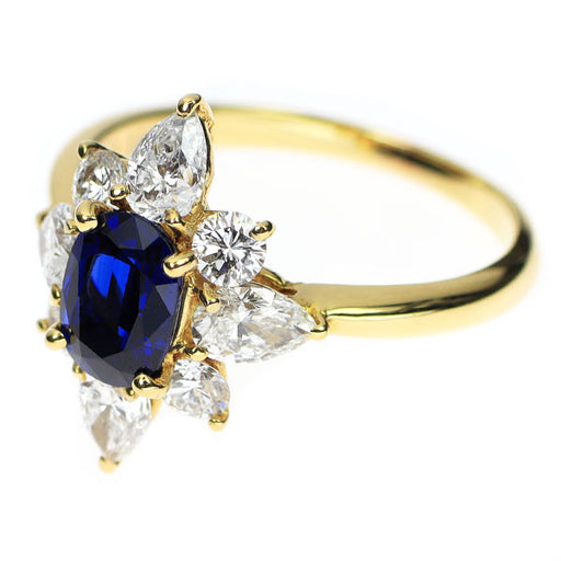 クイーン K18YG サファイア ダイヤモンド リング D1.10ct — セルビー
