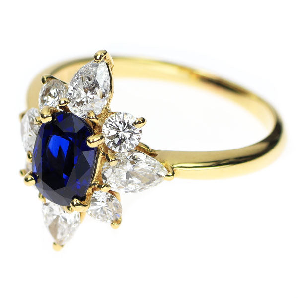 クイーン K18YG サファイア ダイヤモンド リング D1.10ct — セルビー