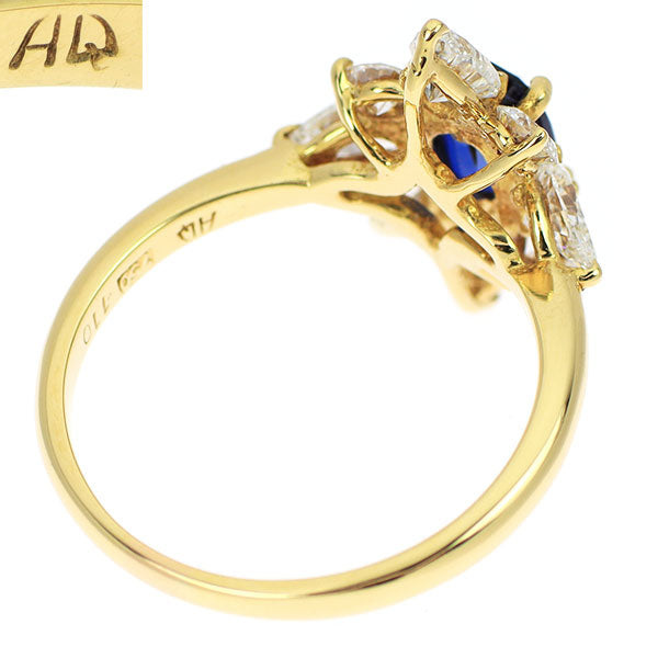 クイーン K18YG サファイア ダイヤモンド リング D1.10ct — セルビー