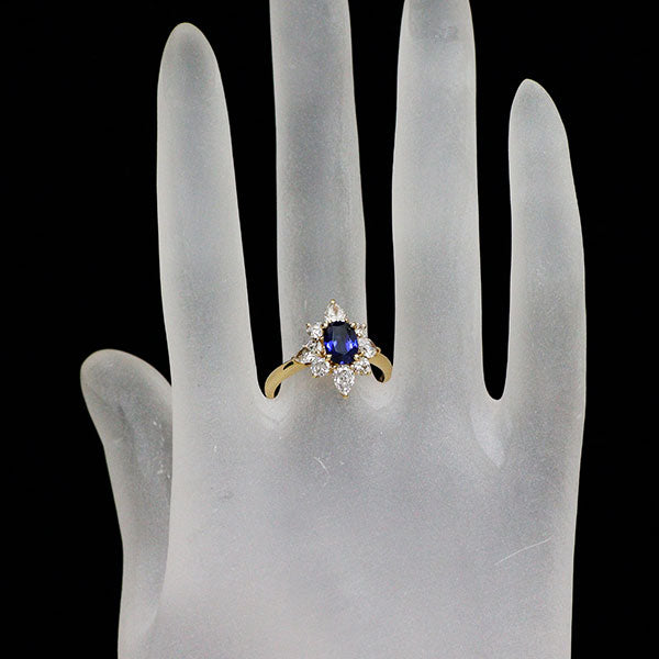 クイーン K18YG サファイア ダイヤモンド リング D1.10ct