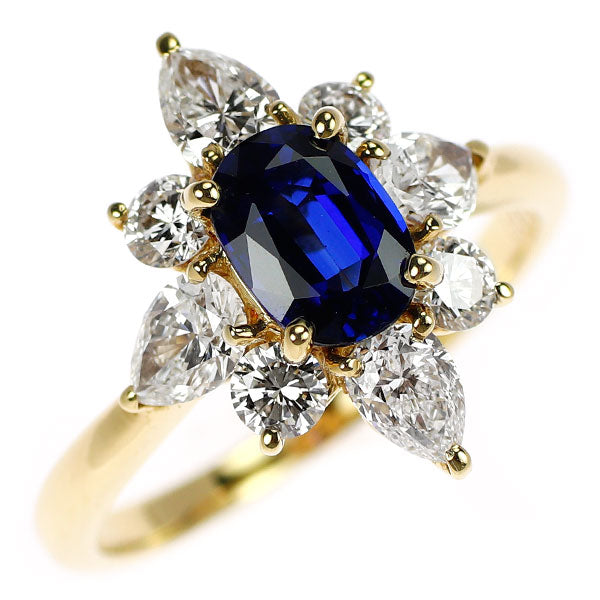 クイーン K18YG サファイア ダイヤモンド リング D1.10ct — セルビー