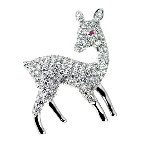 K18WG ダイヤモンド ルビー ピンブローチ 1.50ct アニマル
