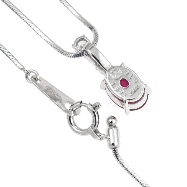 Pt900/ Pt850 ビルマ/ミャンマー産 ルビー ダイヤモンド ペンダントネックレス 1.531ct D0.18ct
