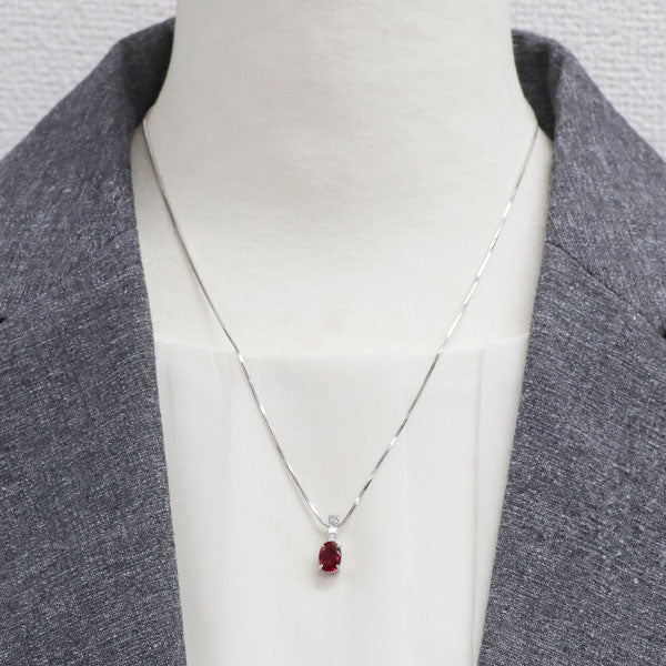 Pt900/ Pt850 ビルマ/ミャンマー産 ルビー ダイヤモンド ペンダントネックレス 1.531ct D0.18ct