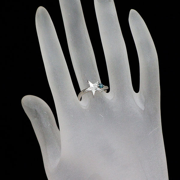 Pt900 カイトカット ダイヤモンド トリートブルーダイヤモンド リング