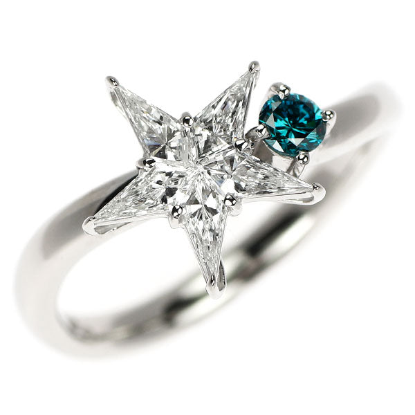 Pt900 カイトカット ダイヤモンド トリートブルーダイヤモンド リング