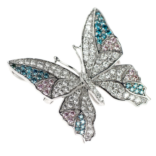 K18WG/K14WG 天然ピンクダイヤモンド ブローチ兼ペンダントトップ 0.26ct D1.30ct TBD0.46ct 蝶