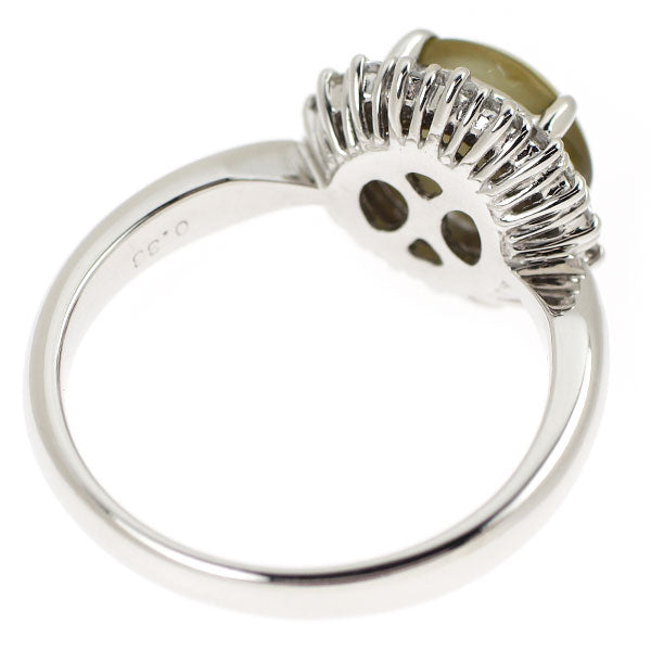 Pt900 クリソベリルキャッツアイ ダイヤモンド リング 2.54ct D0.33ct