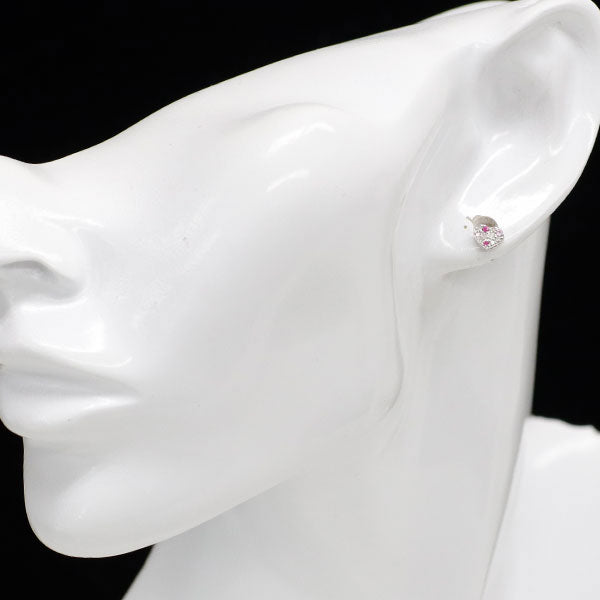 K18WG ピンクサファイア ダイヤモンド ピアス 0.10ct D0.10ct ハート