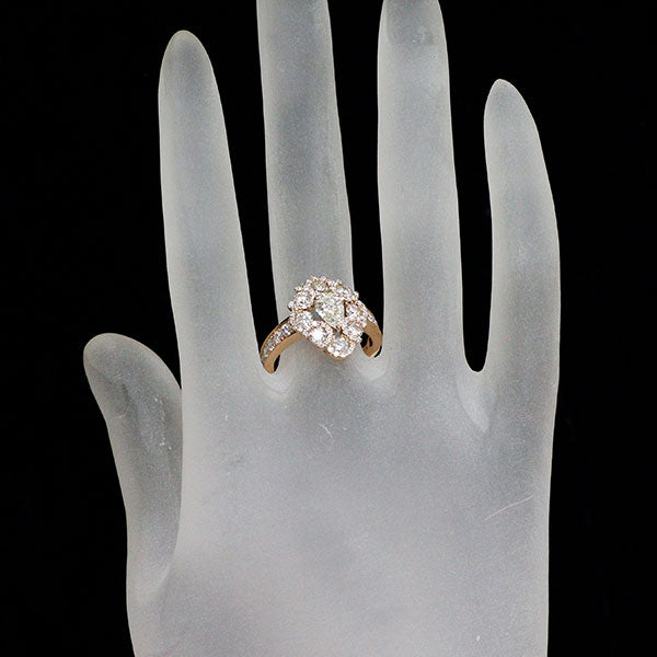 K18PG ペアシェイプ ダイヤモンド リング 0.566ct D1.38ct