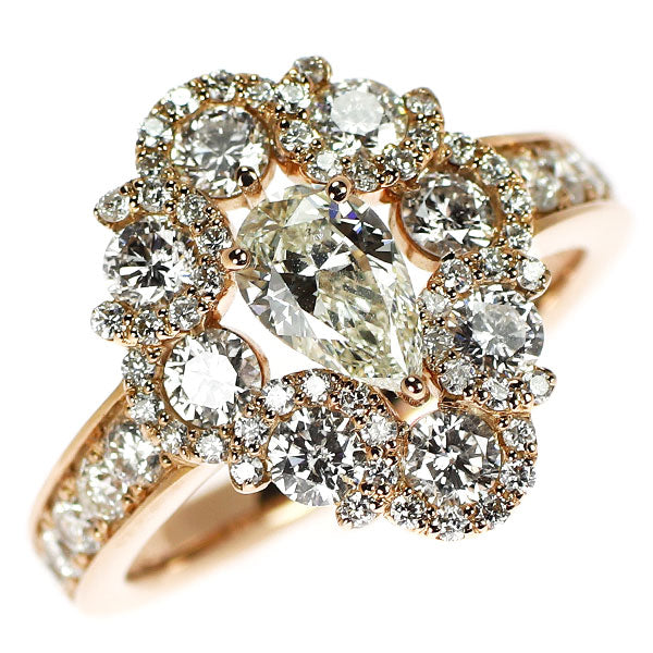 K18PG ペアシェイプ ダイヤモンド リング 0.566ct D1.38ct