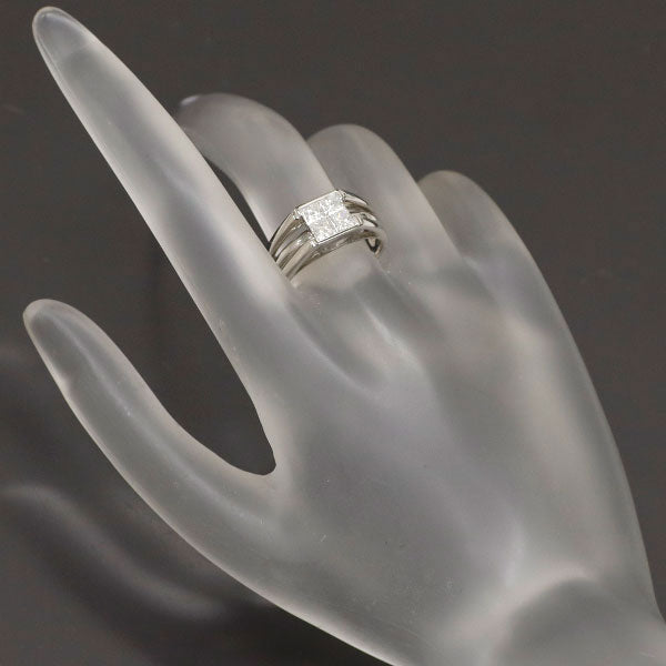 田崎真珠 Pt900 プリンセスカット ダイヤモンド リング 0.88ct ミステリーセッティング