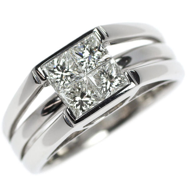 田崎真珠 Pt900 プリンセスカット ダイヤモンド リング 0.88ct ミステリーセッティング