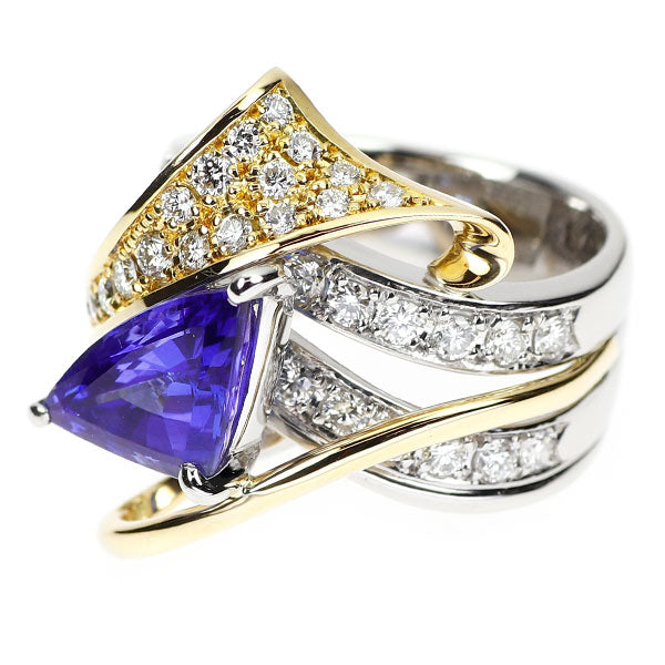 芝田悦美 Pt900/K18YG タンザナイト ダイヤモンド リング 3.20ct D1.07ct
