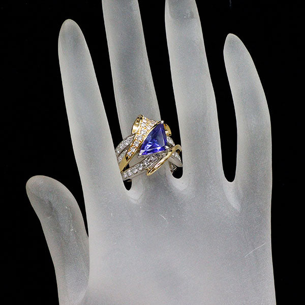 芝田悦美 Pt900/K18YG タンザナイト ダイヤモンド リング 3.20ct D1.07ct