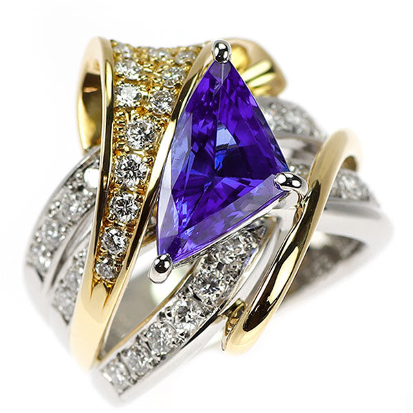 芝田悦美 Pt900/K18YG タンザナイト ダイヤモンド リング 3.20ct D1.07ct