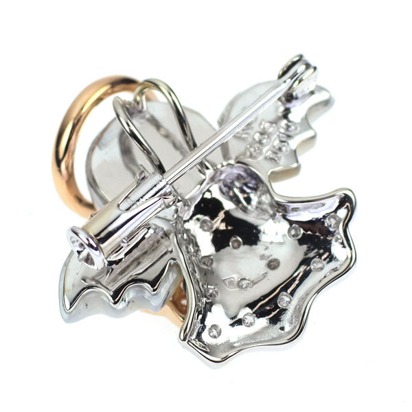 K18WG/PG シェル ダイヤモンド ブローチ兼ペンダントトップ 4.05ct D0.10ct 天使
