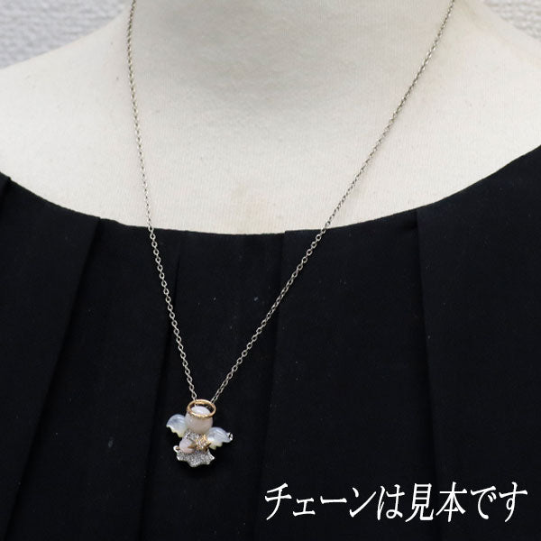 K18WG/PG シェル ダイヤモンド ブローチ兼ペンダントトップ 4.05ct D0.10ct 天使