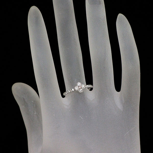 希少 Pt950 天然ピンクダイヤモンド リング 0.040ct D0.28ct フラワー