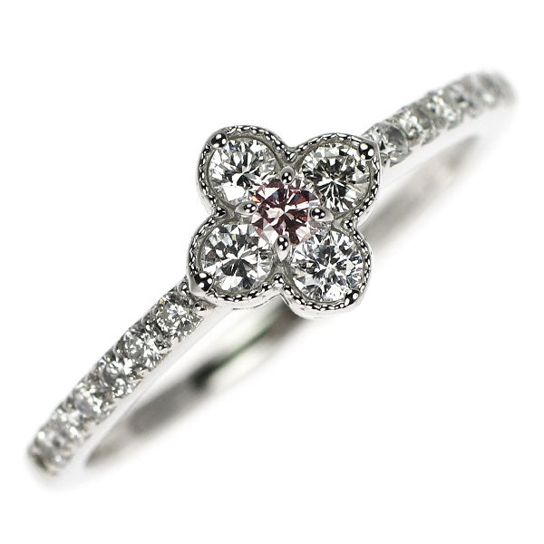 希少 Pt950 天然ピンクダイヤモンド リング 0.040ct D0.28ct フラワー