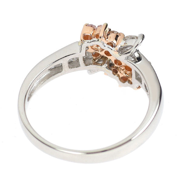 Pt900/K18PG 天然ピンク/カラーレス ダイヤモンド リング 0.80ct フラワー