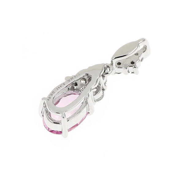 K18WG 非加熱パパラチアサファイア ダイヤモンド ペンダントトップ 0.441ct D0.08ct