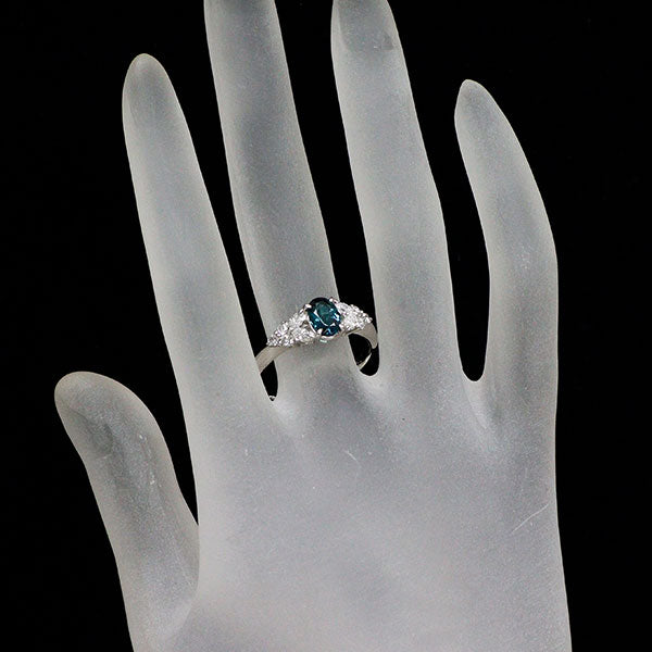 Pt900 ブルートルマリン ダイヤモンド リング 0.76ct D0.47ct