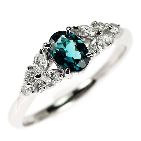 Pt900 ブルートルマリン ダイヤモンド リング 0.76ct D0.47ct