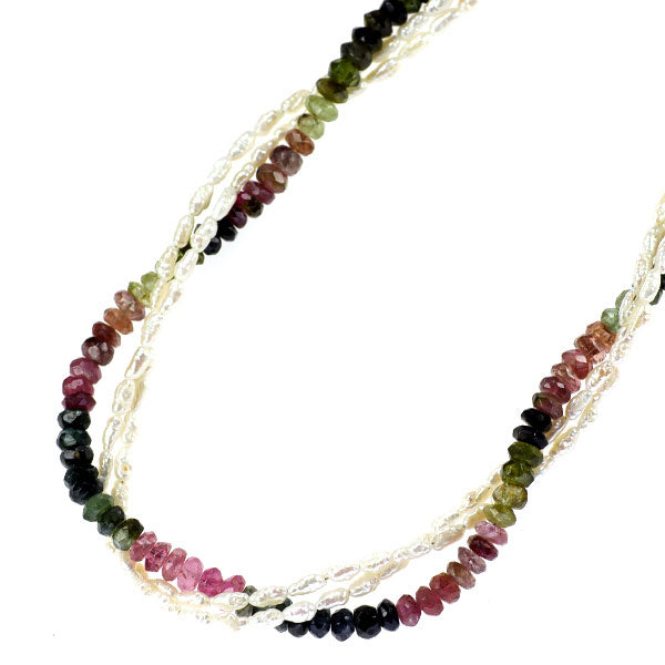 SV マルチカラー トルマリン 淡水真珠 ネックレス 125.00ct