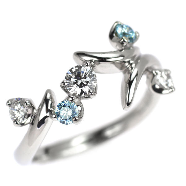 Pt950 トリート アイスブルー ダイヤモンド リング 0.22ct D0.43ct