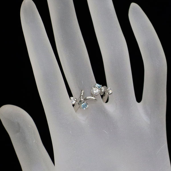 Pt950 トリート アイスブルー ダイヤモンド リング 0.22ct D0.43ct