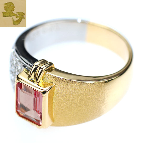 水野薫子 Pt900/ K18YG インペリアルトパーズ ダイヤモンド リング 1.35ct D0.26ct