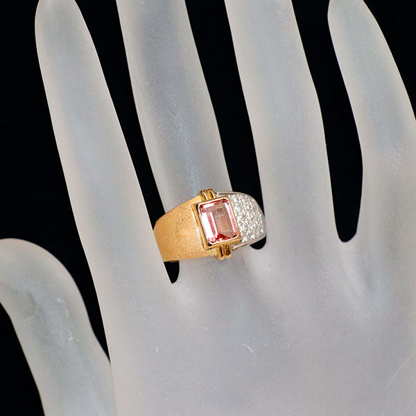 水野薫子 Pt900/ K18YG インペリアルトパーズ ダイヤモンド リング 1.35ct D0.26ct