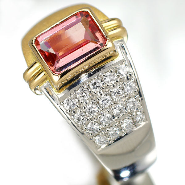 水野薫子 Pt900/ K18YG インペリアルトパーズ ダイヤモンド リング 1.35ct D0.26ct