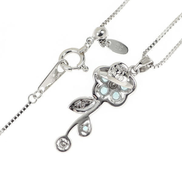 Pt900/K18WG パライバトルマリン ダイヤモンド ペンダントネックレス 0.21ct D0.05ct フラワー
