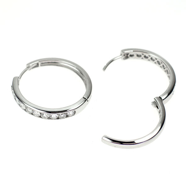 K18WG ダイヤモンド ピアス 1.00ct  フープ